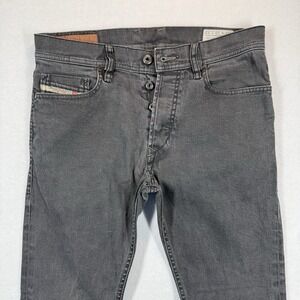 Diesel Jeans Mens 29x28 Tepphar Slim Carrot Stretch Black Gray Button Fly Hemmed